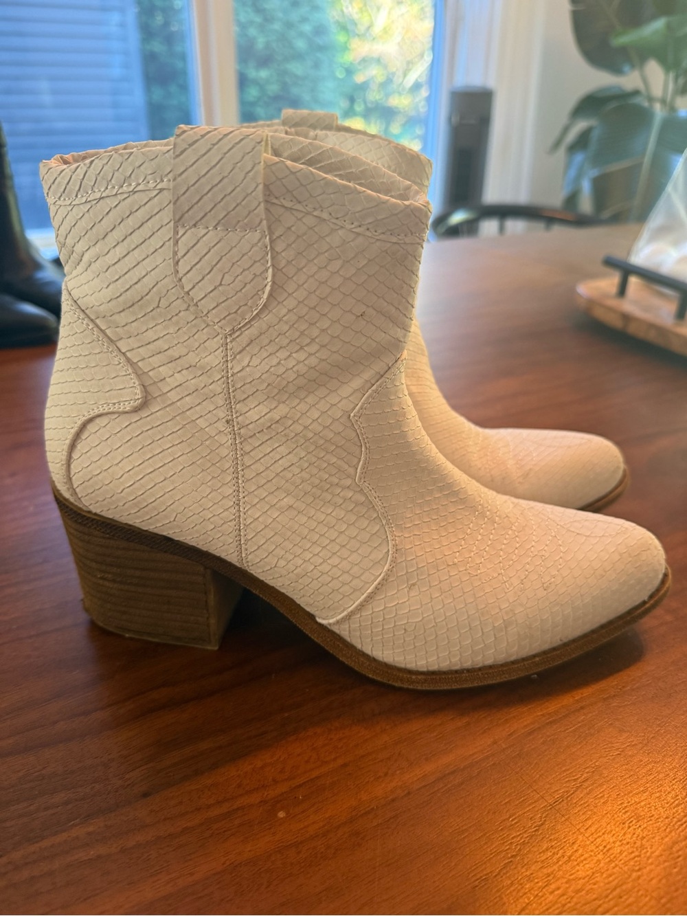Chinese Laundry Cream Textured Ankle Booties